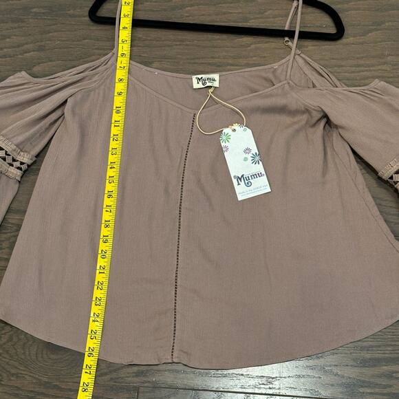 Show Me Your Mumu Boho Cold Shoulder Dune Tucker Top Size Small NWT - Picture 4 of 6